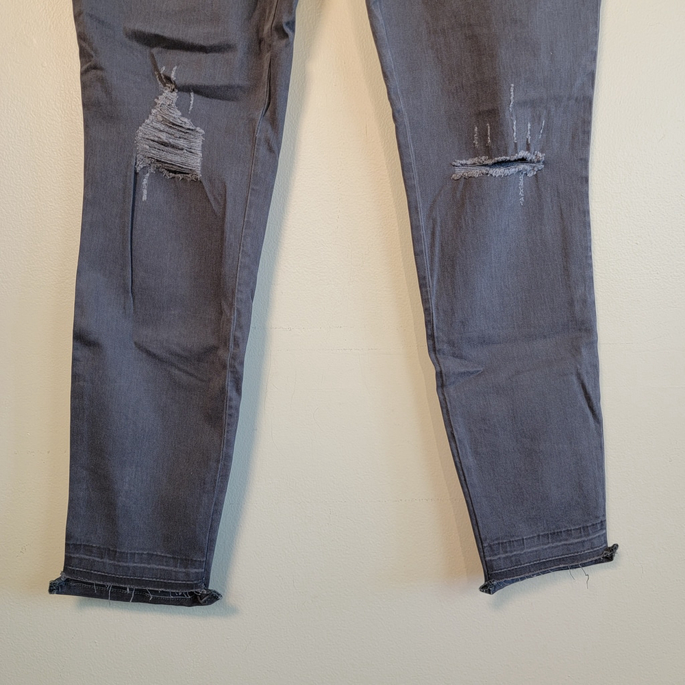 NEW Express High Rise Ankle Legging Distressed Frayed Skinny Gray Grey 8 Jeans - Picture 6 of 10